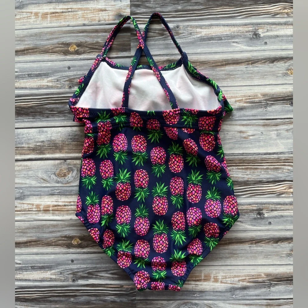 CARTERS Navy blue pink pineapple one piece swim suit 2T - Picture 3 of 4